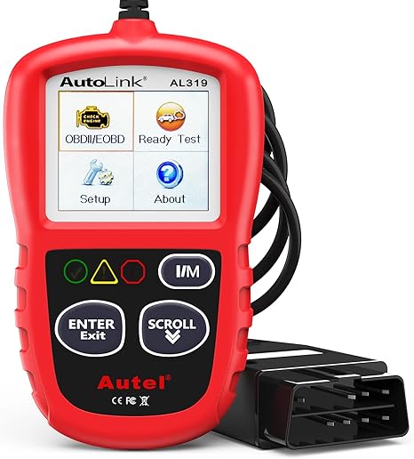 Autel Professional OBD2 Scanner AL319 code reader showing engine fault data
